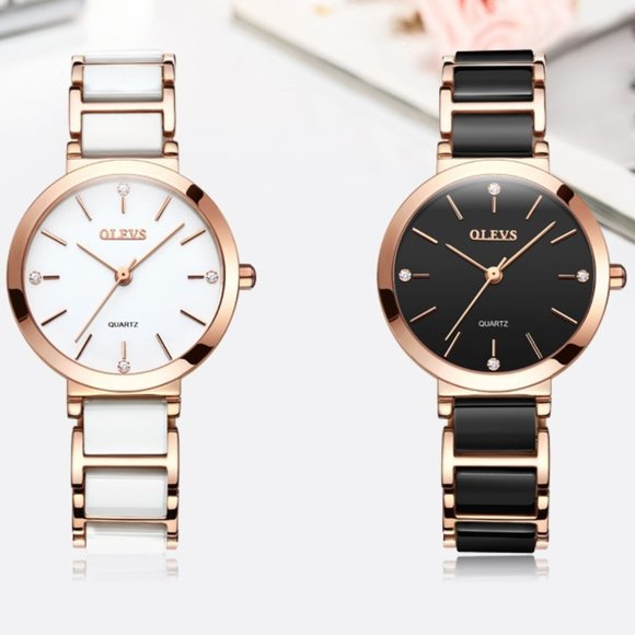 1-1/1-2 OLEVS Women’s Ceramic-Band Watch - Picture 1 of 16